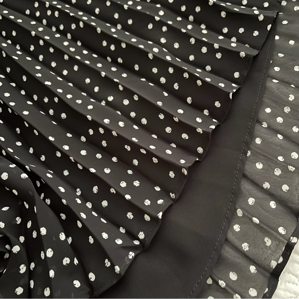 CHAPS Black and White Pleated Polka Dot Maxi Skirt Size Large - Picture 5 of 10